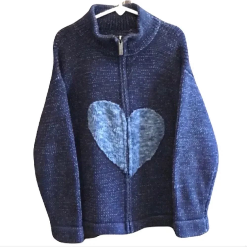 Calvin Klein blue Heart zip up sweater jacket